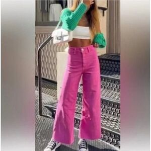 Zara Pink Flare & Wide Leg Jeans